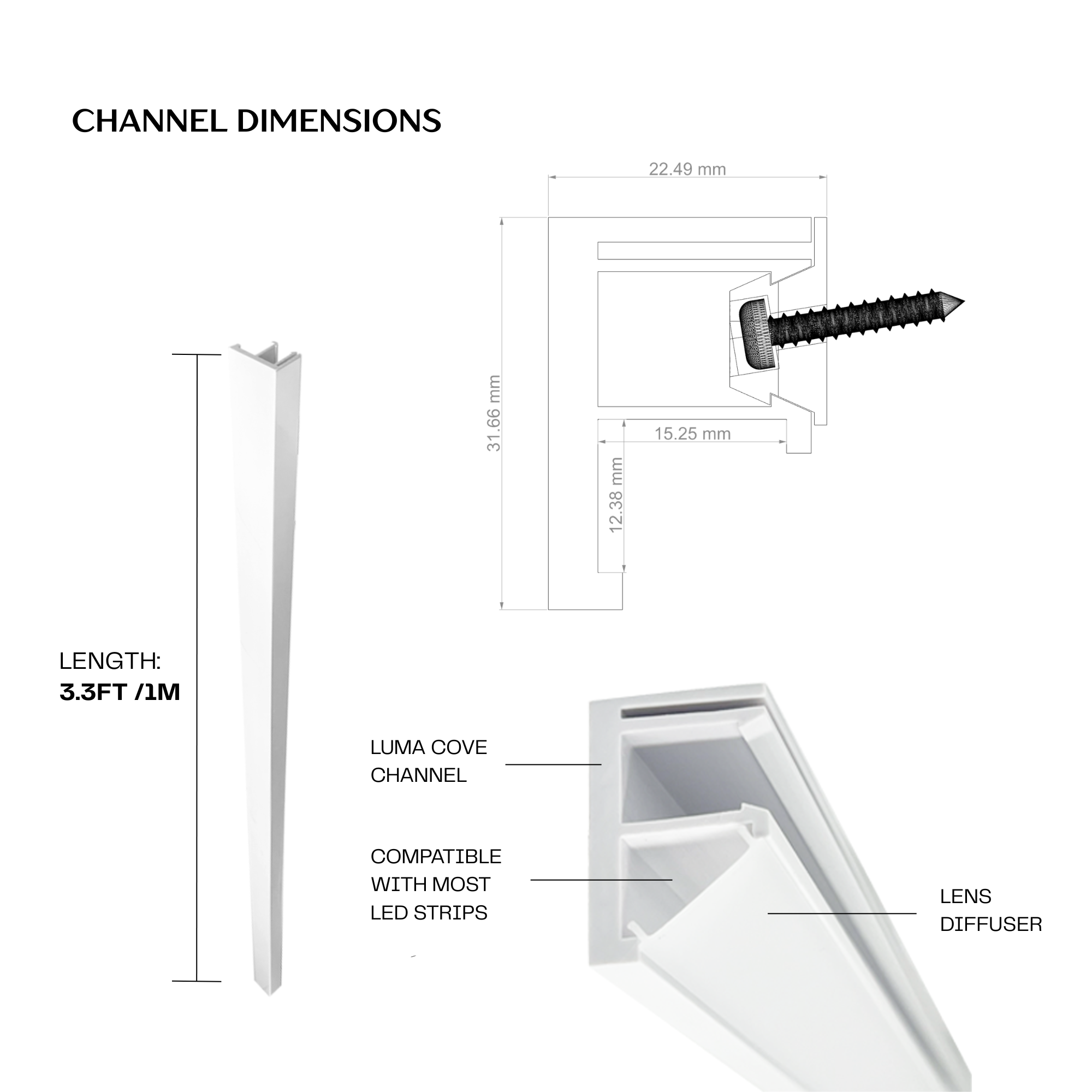 Professional Series 1M Channel (10 Pack) - 32.8FT/10M Kit